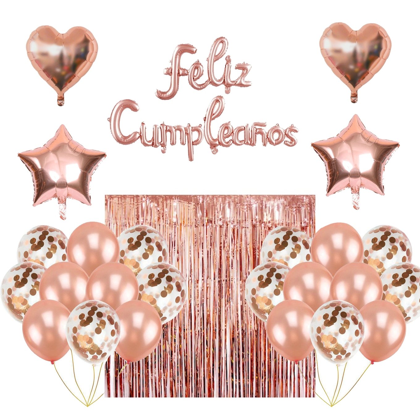 Set de globos feliz cumpleaños con cortina